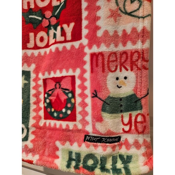Betsey Johnson Christmas Blanket Ultra Soft Plush Throw Snowman Candy Canes New - Picture 6 of 7